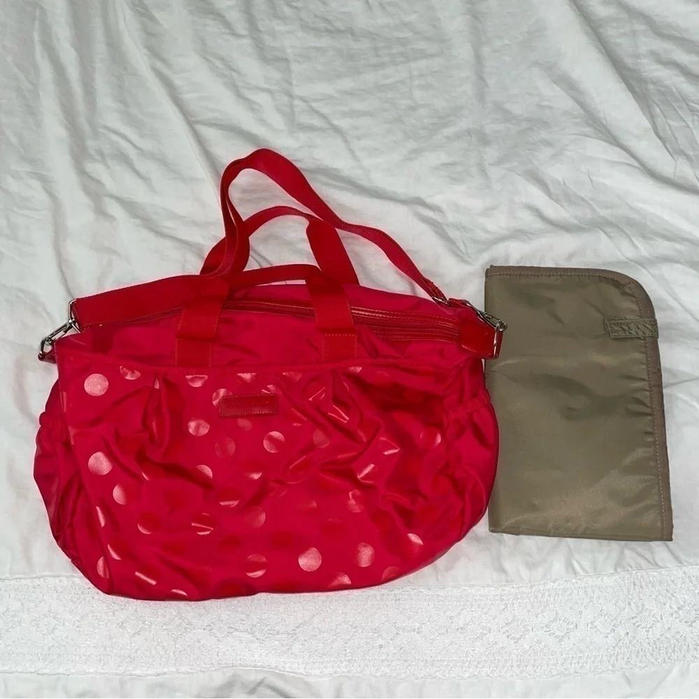 Stella Kim Olivia diaper bag red polka dot dots crossbody shoulder